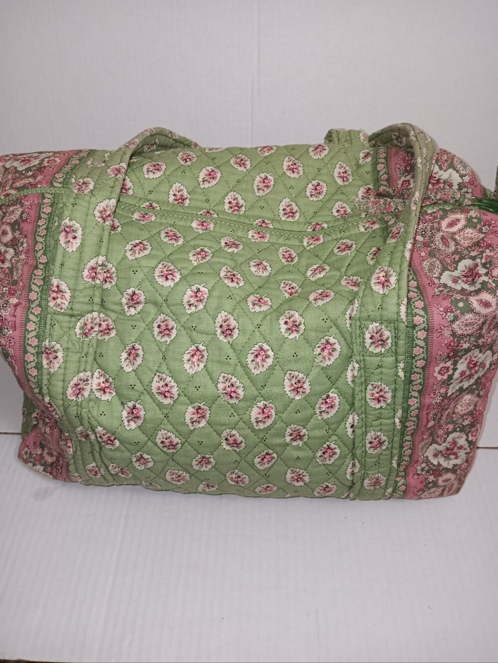 VERA BRADLEY QUILTED COTTON "GREEN-LEAF" WEEKENDER BAG - Picture 4 of 11